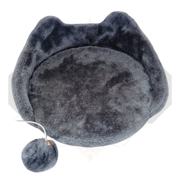 NWOT ~ Pet Cat Ear Gray Kitty Shelf Perch w/ Hanging Plush Bell Kitten Toy - Picture 1 of 12